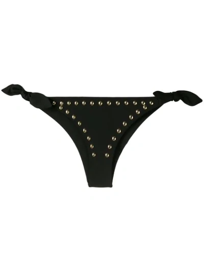 Moschino Studded Logo Bikini Bottoms In Black