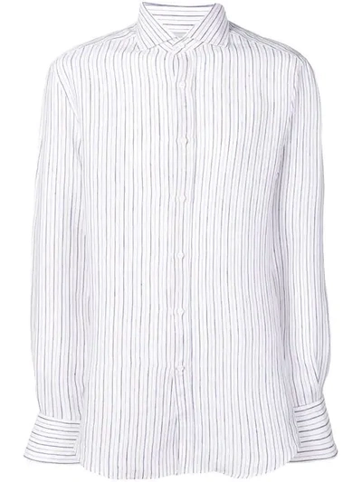 Brunello Cucinelli Striped Spread Collar Shirt In White