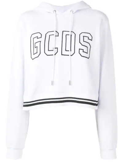 Gcds Logo Hooded Sweatshirt In White