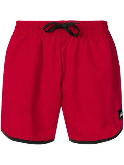 Kappa Logo Drawstring Swim Shorts In Red