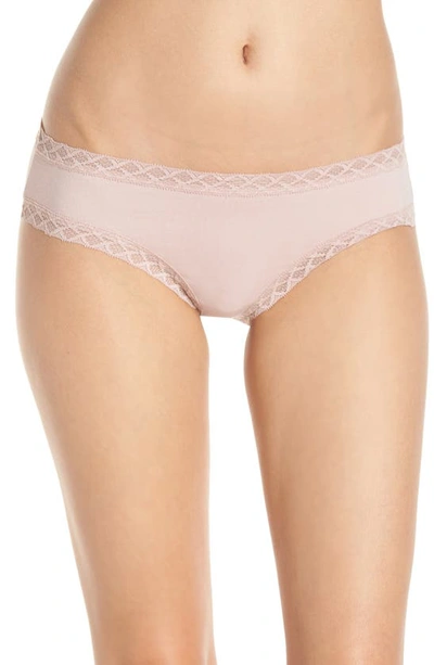 Natori Bliss Lace-trim Cotton Brief Underwear 156058 In Sandcastle
