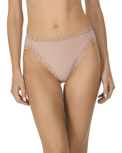 Natori Bliss Lace-trim Cotton French-cut Brief Underwear 152058 In Rose Beige (nude )