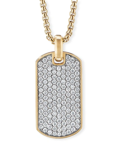 David Yurman The Pavé Collection 18k Yellow Gold & Pavé Diamond Dog Tag Pendant