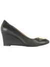 Tory Burch Chelsea Logo Medallion Wedge In Perfect Black