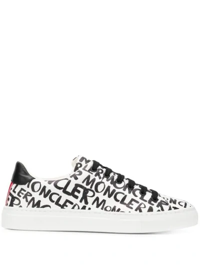 Moncler New Leni Printed Leather Sneakers In White