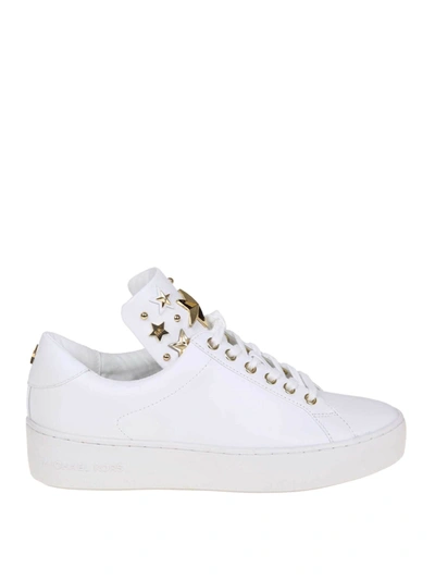 Michael Kors Mindy Leather Sneakers With Applicated Stars In White