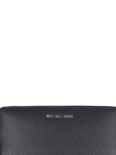 Michael Kors Saffiano Leather Continental Jet Set Travel Wallet In Black
