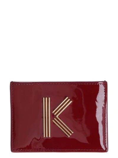 Kenzo Patent Leather Card Holder With Logo In Red