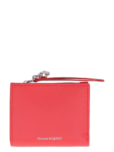 Alexander Mcqueen Grainy Leather Wallet In Red