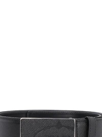 Prada Saffiano Print Leather Belt In Black