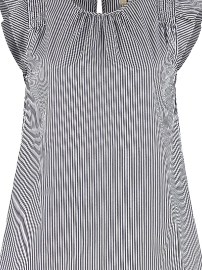 Michael Kors Ruffled Striped Blouse In Multicolor