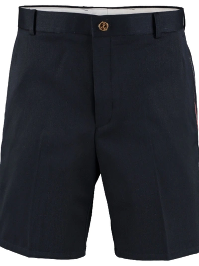 Thom Browne Wool-cotton Blend Shorts In Blue