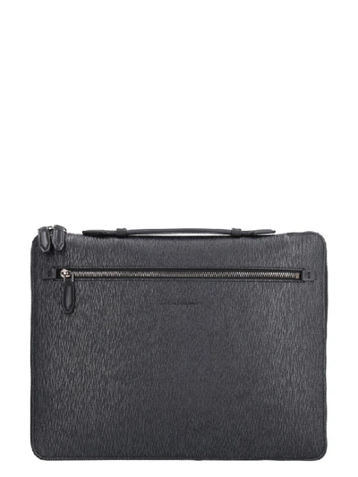 Ferragamo Leather Briefcase In Black