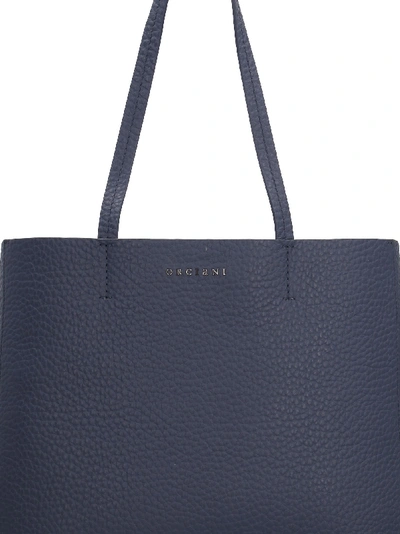 Orciani Pebbled Leather Tote In Blue