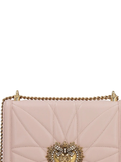 Dolce & Gabbana Devotion Leather Shoulder Bag In Pink