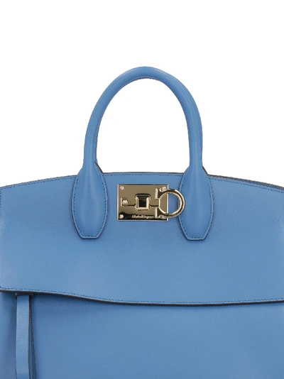 Ferragamo The Studio Smooth Leather Handbag In Blue