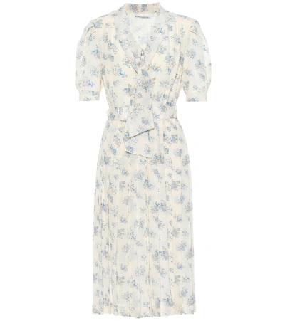 Alessandra Rich Embellished Floral Silk Dress In Beige