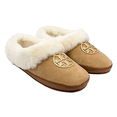 Tory Burch Coley Slipper Split Suede Fur Flat Shoes Sneakers In Royal  Tan/gold | ModeSens