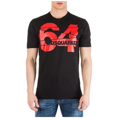 Dsquared2 Men's Short Sleeve T-shirt Crew Neckline Jumper 64 In Black