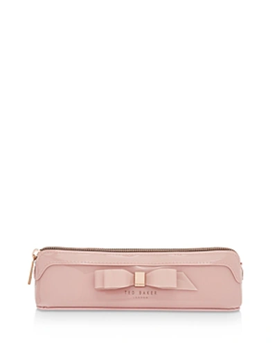 Ted Baker Casella Bow Pencil Case In Light Pink/rose Gold