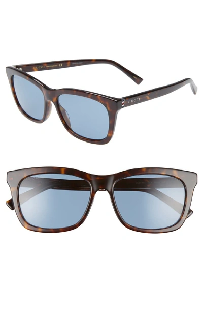 Gucci Men's Nylon Rectangle Sunglasses In Dark Havana/ Blue