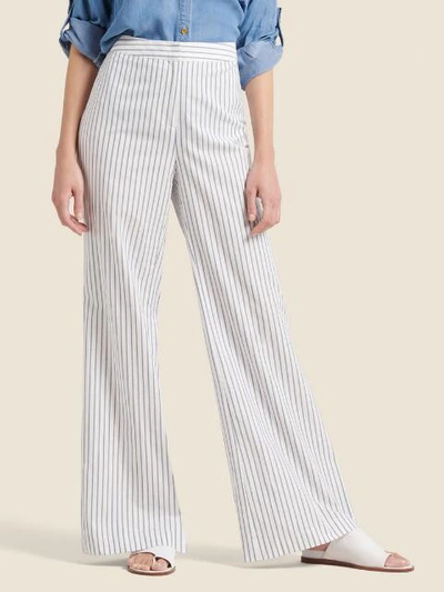 Dkny Donna Karan New York Striped Wide-leg Pants In White/indigo