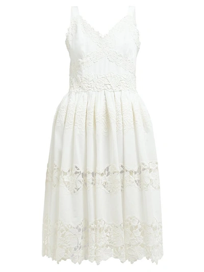 Dolce & Gabbana Embroidered Cotton Poplin Midi Dress In White