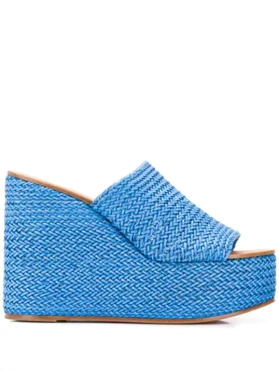 Casadei Platform Wedge Sandals In Blue