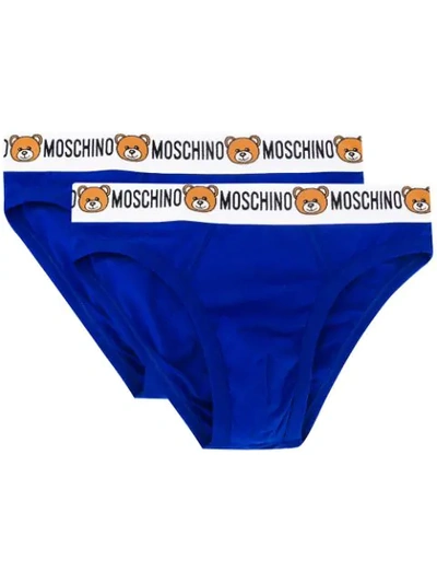 Moschino Pack Of 2 Teddy Logo Briefs - Blue