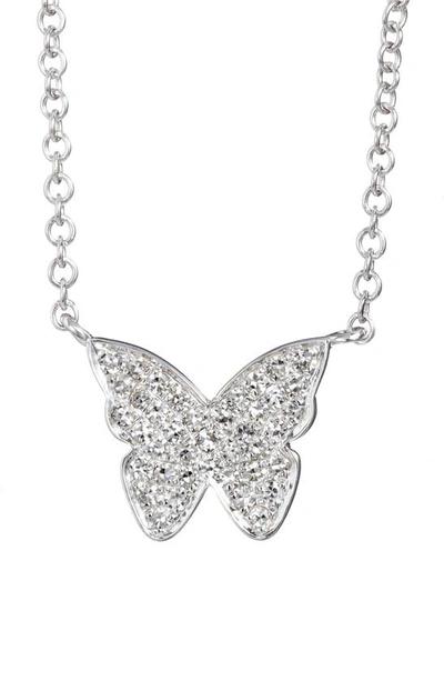 Ef Collection Diamond Butterfly Pendant Necklace In White Gold