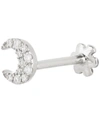 Maria Tash 18ct Small Diamond Moon Single Threaded Stud Earring In White Gold