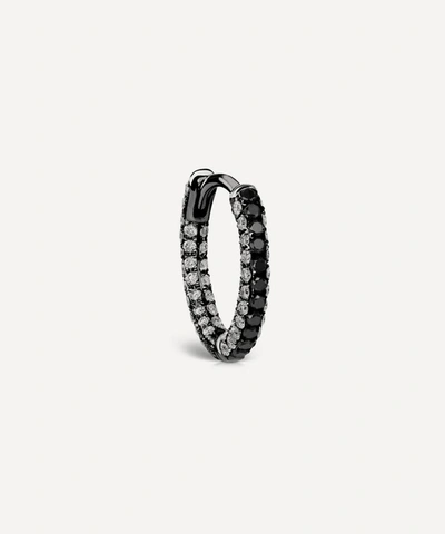 Maria Tash 18ct 8mm Black And White Diamond Five Row Pave Single Hoop Earring In Gold And Black