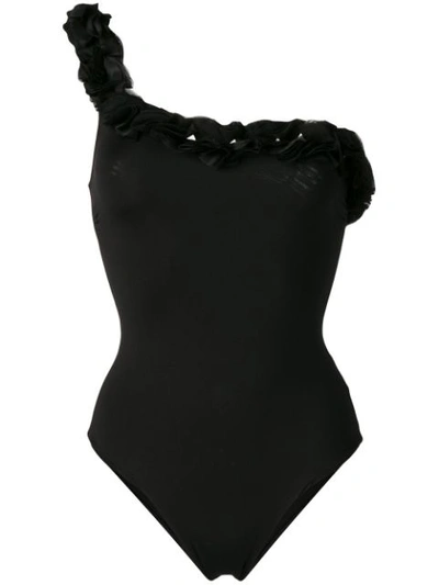 La Reveche Nabila One Shoulder Lycra Swimsuit In Black