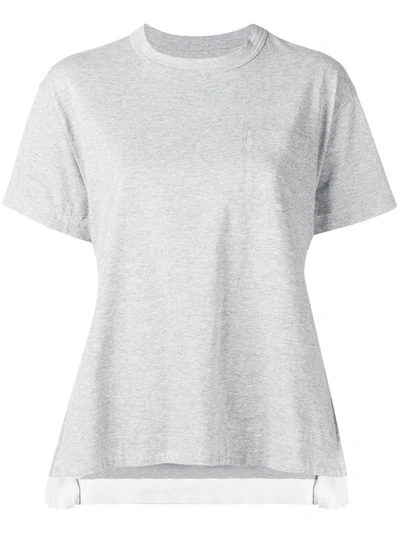 Sacai Side Pleats T-shirt In Grey