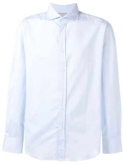 Brunello Cucinelli Spread-collar Long-sleeve Shirt In Blue