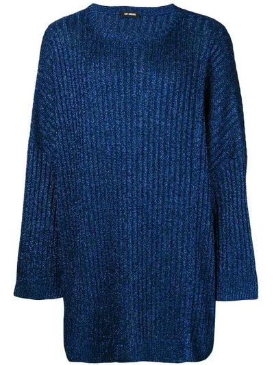 Raf Simons Oversized Ribbed-knit Sweater In Blue