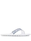 Emporio Armani Logo Print Flip Flops - White