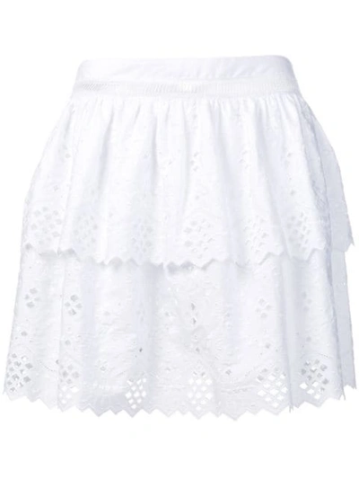 Alberta Ferretti Embroidered Flared Skirt In White