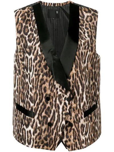 R13 Leopard Print Waistcoat In Brown