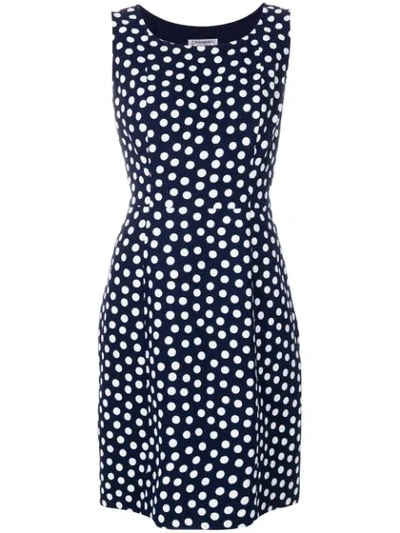 Pre-owned Saint Laurent Polka Dot-print Sleeveless Dress In Blue