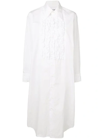 Pre-owned Comme Des Garçons 1999's Ruffled Bib Shirt Dress In White