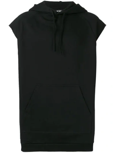 Raf Simons Sleeveless Drawstring Hoodie In Black