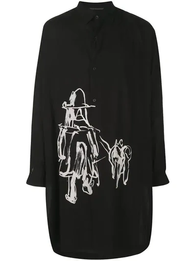 Yohji Yamamoto Long Printed Shirt - Black