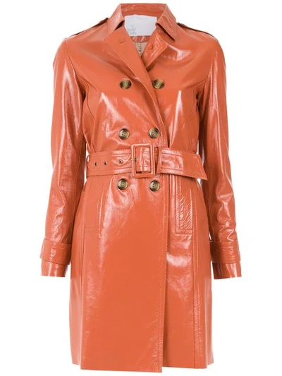 Nk Leather Trench Coat In Brown