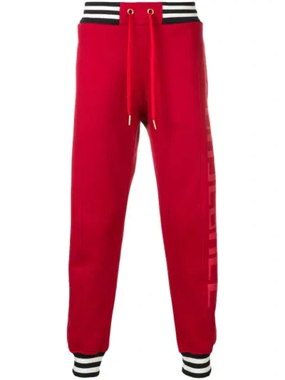 Acne Studios Slogan Print Sweatpants In Red