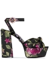 Dolce & Gabbana Keira Floral-brocade Platform Sandals In Black