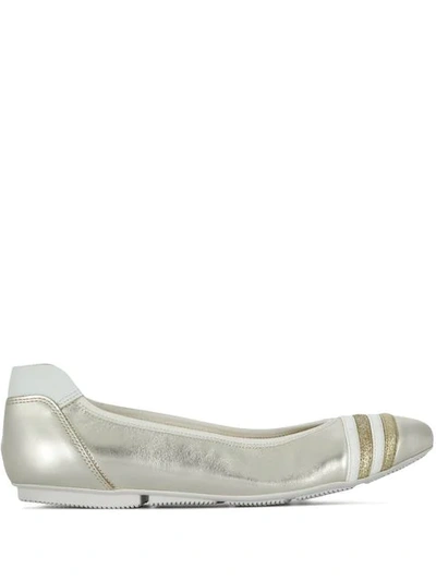 Hogan Wrap Ballerina Shoes In Metallic