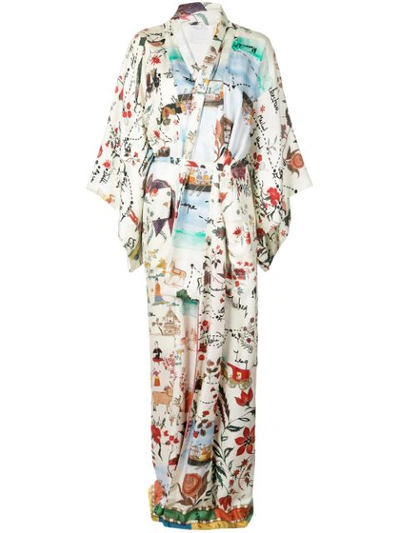 Oscar De La Renta Silk Road King Twill Kimono In Multi