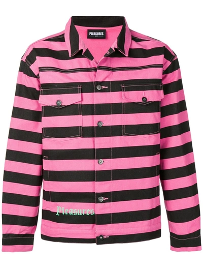 Pleasures Striped Overshirt Jacket In Pink