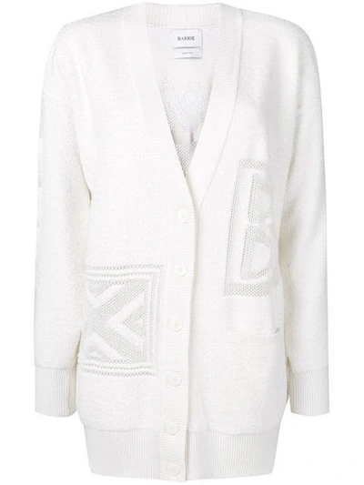 Barrie Logo Embroidered Cardigan - Neutrals